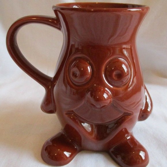 Chocolate Candy Kiss Brown Figural Mug Cup Face